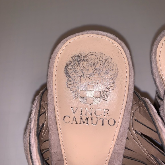 VINCE CAMUTO Janil Suede Stacked Heel Sandals - Picture 7 of 7